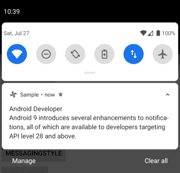 BigTextStyle notification expanded