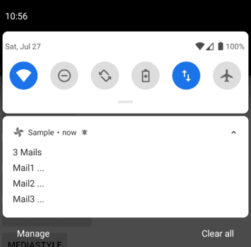 Inbox notification expanded