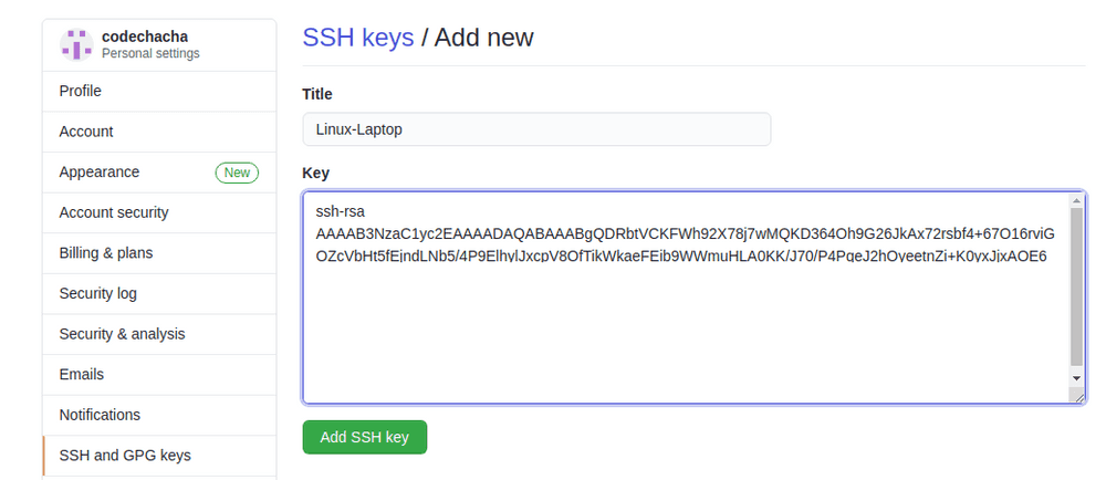 github ssh public key