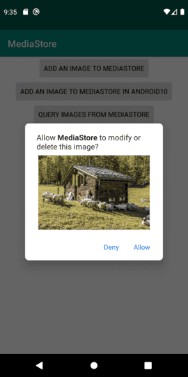 popup for removing a file from MediaStore